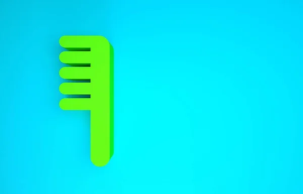 Grön hårborste ikon isolerad på blå bakgrund. Kamma frisyren. Frisörsymbol. Minimalistiskt koncept. 3D-återgivning för 3D — Stockfoto