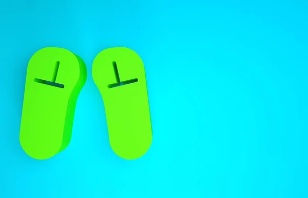 Icono de zapatilla verde aislado sobre fondo azul. Señal de chanclas. Concepto minimalista. 3D ilustración 3D render —  Fotos de Stock