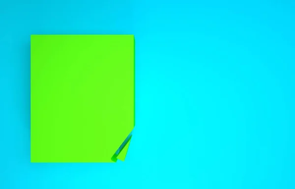 Ícone de documento de folha verde isolado no fundo azul. Ícone de arquivo de natureza. Conceito de minimalismo. 3D ilustração 3D render — Fotografia de Stock