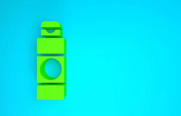 Grön kräm eller lotion kosmetiska röret ikon isolerad på blå bakgrund. Kroppsvårdsprodukter för män. Minimalistiskt koncept. 3D-återgivning för 3D — Stockfoto