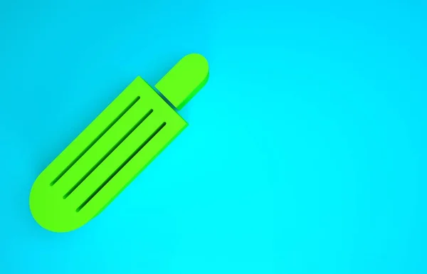 Grön fransk korv ikon isolerad på blå bakgrund. Korvikon. Snabbmatsskylt. Minimalistiskt koncept. 3D-återgivning för 3D — Stockfoto