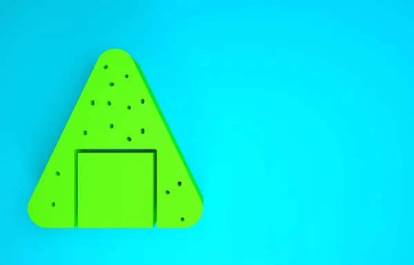 Grünes Onigiri-Symbol isoliert auf blauem Hintergrund. Japanisches Essen. Minimalismus-Konzept. 3D Illustration 3D Renderer — Stockfoto