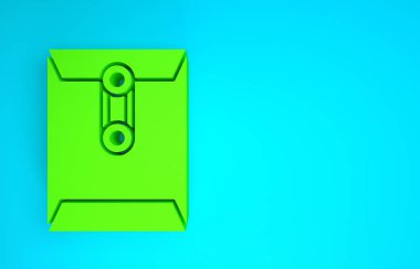 Mavi arkaplanda yeşil zarf simgesi izole edildi. E- posta mektup sembolü. Minimalizm kavramı. 3d illüstrasyon 3B canlandırma