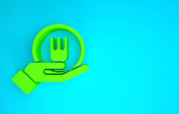 Green Online bestellen en fast food levering pictogram geïsoleerd op blauwe achtergrond. Minimalisme concept. 3d illustratie 3D renderen — Stockfoto