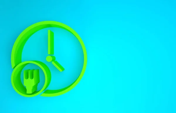 Green Rond de klok levering pictogram geïsoleerd op blauwe achtergrond. Minimalisme concept. 3d illustratie 3D renderen — Stockfoto