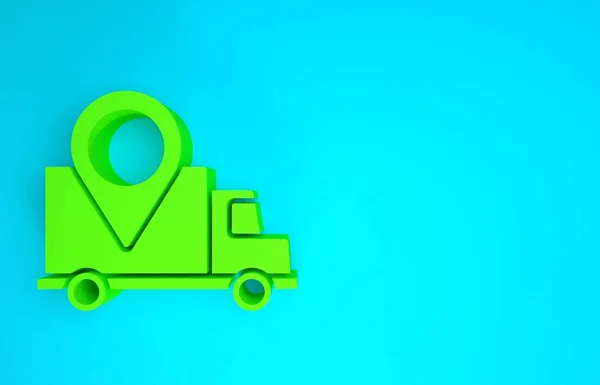 Grön leverans spårnings ikon isolerad på blå bakgrund. Paketspårning. Minimalistiskt koncept. 3D-återgivning för 3D — Stockfoto