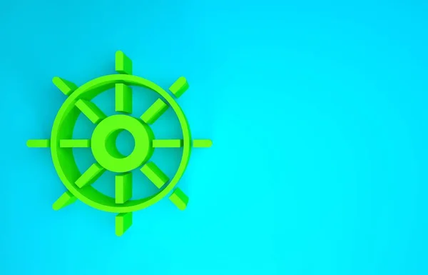 Green Ship icono del volante aislado sobre fondo azul. Concepto minimalista. 3D ilustración 3D render —  Fotos de Stock