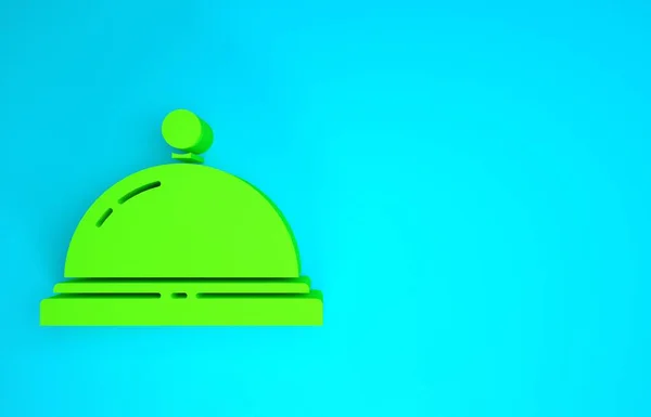 Green Hotel service icon isolated on blue background. Приемный звонок. Концепция минимализма. 3D-рендеринг — стоковое фото