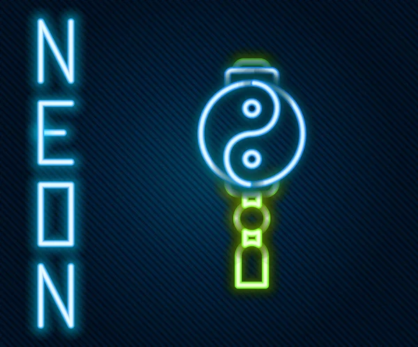 Świecące Neon Linii Yin Yang Symbol Harmonii Równowagi Ikony Izolowane — Wektor stockowy