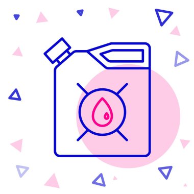 Motor makine yağı simgesi için çizgi kutusu beyaz arkaplanda izole edildi. Benzin bidonu. Yağ değiştirme ve onarım servisi. Motor yağı işareti. Renkli taslak konsepti. Vektör İllüstrasyonu.