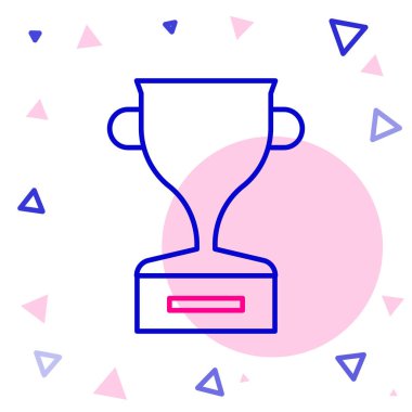 Beyaz arkaplanda çizgi ödülü ikonu izole edildi. Galibiyet ödülü sembolü. Şampiyonluk ya da yarışma kupası. Spor başarısı işareti. Renkli taslak konsepti. Vektör İllüstrasyonu.