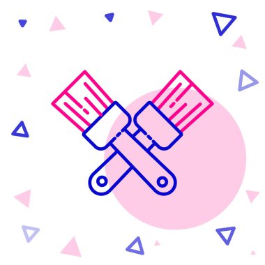 Çizgiyi aşan boya fırçası simgesi beyaz arkaplanda izole edildi. Renkli taslak konsepti. Vektör İllüstrasyonu.