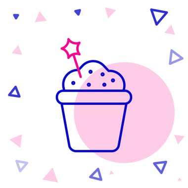 Satır Keki simgesi beyaz arkaplanda izole edildi. Doğum günün kutlu olsun. Renkli taslak konsepti. Vektör İllüstrasyonu.