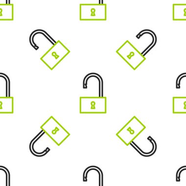 Hat Açık asma kilit simgesi beyaz arkaplanda izole edilmiş. Kilit açık işareti. Siber güvenlik kavramı. Dijital veri koruması. Vektör İllüstrasyonu.