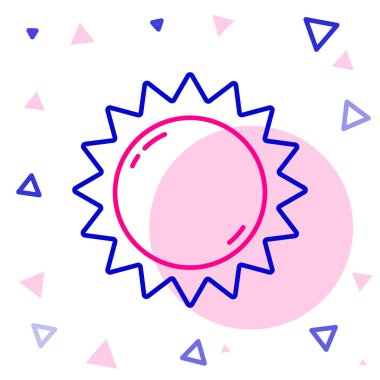 Çizgi Sun simgesi beyaz arkaplanda izole edildi. Yaz sembolü. Güneşli bir gün. Renkli taslak konsepti. Vektör İllüstrasyonu.