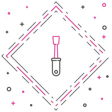 Çizgi Tornavida simgesi beyaz arkaplanda izole edildi. Servis aracı sembolü. Renkli taslak konsepti. Vektör İllüstrasyonu.