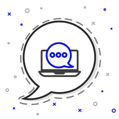 Dizüstü bilgisayardaki yeni sohbet mesajları bildirimi beyaz arkaplanda izole edildi. Smartphone sohbet mesajları konuşma baloncukları. Renkli taslak konsepti. Vektör İllüstrasyonu.