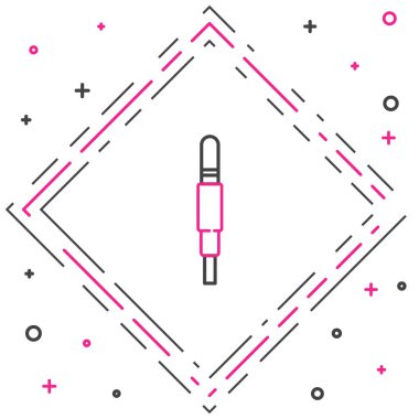 Satır Ses Jack simgesi beyaz arkaplanda izole edildi. Bağlantı ses ekipmanları için ses kablosu. Fiş kablosu. Müzik aleti. Renkli taslak konsepti. Vektör İllüstrasyonu.