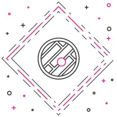 Beyaz arkaplanda konum imleci simgesi izole edilmiş çizgi haritası. Renkli taslak konsepti. Vektör İllüstrasyonu.