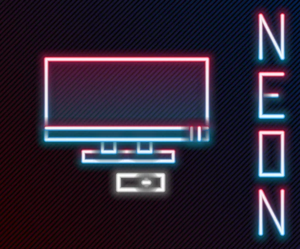 Ragyogó Neon Vonal Smart Ikon Elszigetelt Fekete Háttérrel Televíziós Jel — Stock Vector