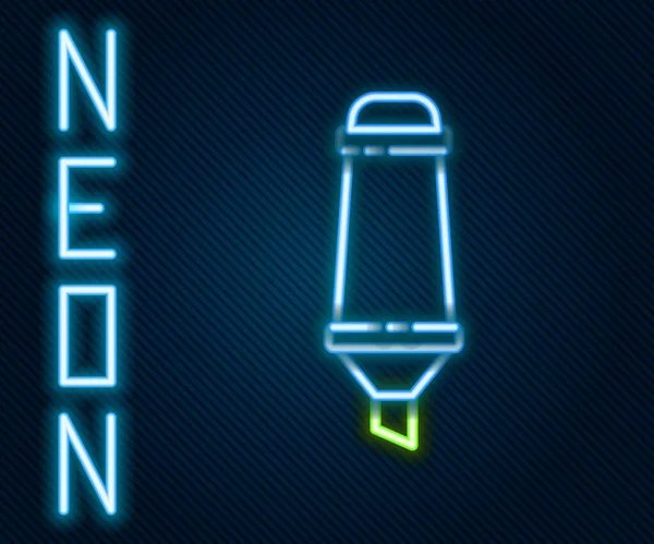 Ragyogó Neon Vonal Jelölőtoll Ikon Elszigetelt Fekete Alapon Színes Vázlat — Stock Vector