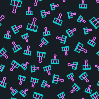 Satır Binder klipsi simgesi siyah arkaplanda izole edilmiş. Ataç. Vektör İllüstrasyonu.