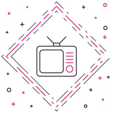 Retro TV simgesi beyaz arkaplanda izole edildi. Televizyon tabelası. Renkli taslak konsepti. Vektör İllüstrasyonu.