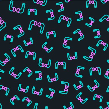 Line Air kulaklık simgesi siyah arka planda izole edilmiş kusursuz desen. Kulaklıklar için kablosuz cihaz. Elektronik cihazlar. Vektör İllüstrasyonu.