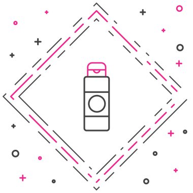 Beyaz arkaplanda çizgi kremi ya da losyon kozmetik tüp simgesi izole edilmiş. Erkekler için vücut bakım ürünleri. Renkli taslak konsepti. Vektör İllüstrasyonu.