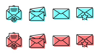 Zarfı Sil, Zarfı, Zarfı ve Zarfı Yıldız simgesiyle ayarla. Vektör.