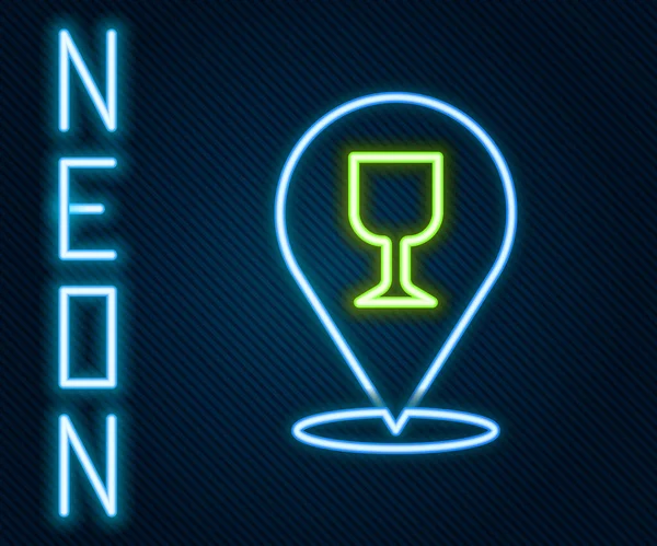 Świecące Neon Linii Alkohol Lub Piwo Bar Lokalizacja Ikona Izolowane — Wektor stockowy