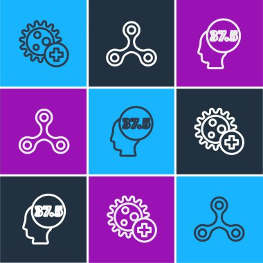 Pozitif virüsü, yüksek insan vücut ısısını ve virüs ikonunu ayarla. Vektör.