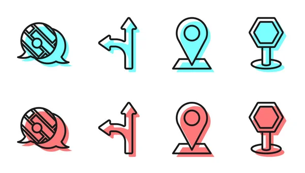 Position Der Linie Festlegen Infografik Der Stadtplan Navigation Verkehrszeichen Und — Stockvektor