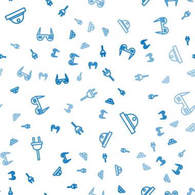 Elektrik prizi, hareket sensörü ve akıllı gözlükleri kusursuz desene ayarlayın. Vektör.