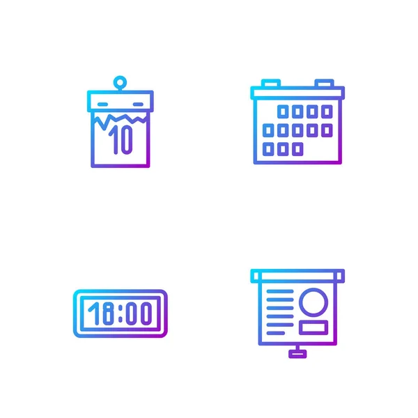 Állítsa Táblázat Diagram Digitális Ébresztőóra Naptár Gradient Színes Ikonok Vektor — Stock Vector