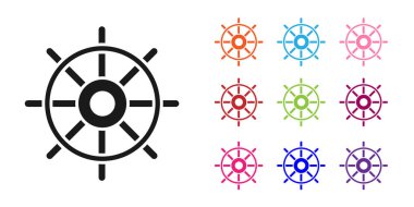 Siyah Gemi direksiyon simgesi beyaz arkaplanda izole edildi. Simgeleri renklendirin. Vektör İllüstrasyonu.