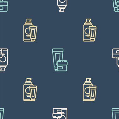 Krem ya da losyon kozmetik tüpünü kusursuz desene ayarlayın. Vektör.