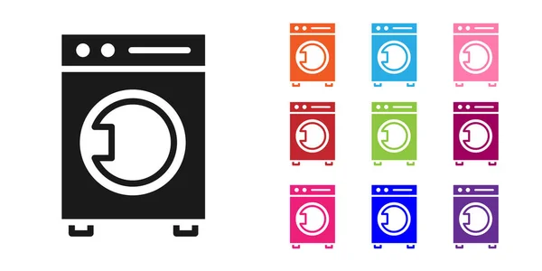 Black Washer Icon Isolated White Background Washing Machine Icon Clothes — Stock Vector