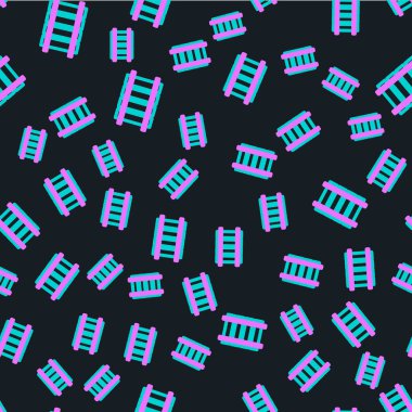 Demiryolu, demiryolu ikonu siyah zeminde izole edilmiş pürüzsüz desen. Vektör İllüstrasyonu.