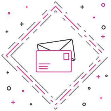 Satır Zarfı simgesi beyaz arkaplanda izole edildi. E- posta mektup sembolü. Renkli taslak konsepti. Vektör İllüstrasyonu.