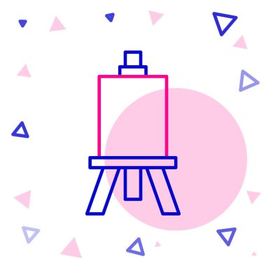 Çizgi tahtası sehpası ya da resim tahtası simgesi beyaz arka planda izole edilmiş. Renkli taslak konsepti. Vektör İllüstrasyonu.