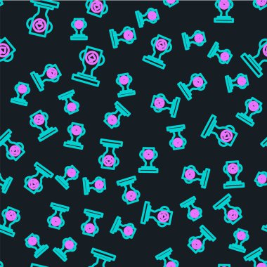 Line Casino poker kupası ikonu siyah arka planda izole edilmiş pürüzsüz desen. Vektör İllüstrasyonu.