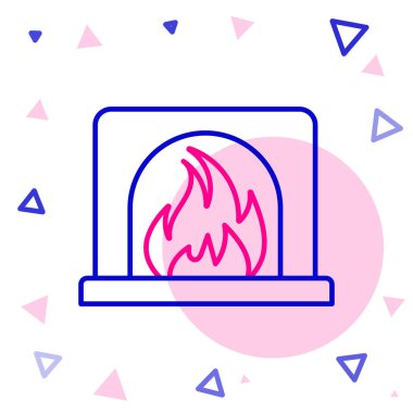 Beyaz arka planda izole edilmiş çizgi iç şömine ikonu. Renkli taslak konsepti. Vektör İllüstrasyonu.