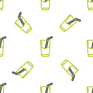 Line Cocktail ve alkol ikonu beyaz arka planda izole edilmiş kusursuz desen. Vektör İllüstrasyonu.