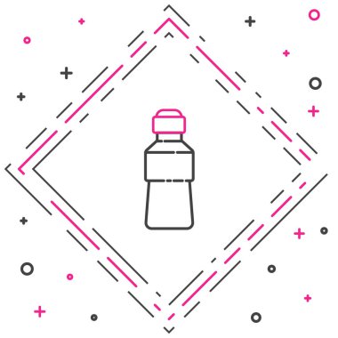 Beyaz arka planda izole edilmiş bir şişe su. Soda su içme tabelası. Renkli taslak konsepti. Vektör İllüstrasyonu.