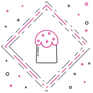 Beyaz arkaplanda izole edilmiş Paskalya pastası simgesi. Mutlu Paskalyalar. Renkli taslak konsepti. Vektör İllüstrasyonu.