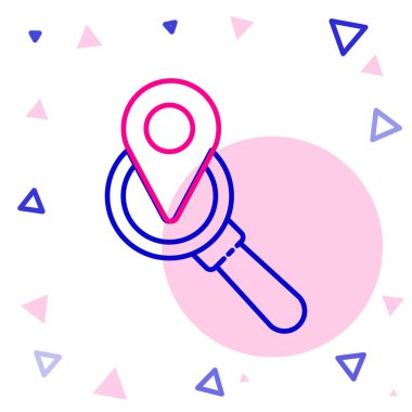 Satır Arama konumu simgesi beyaz arkaplanda izole edildi. İşaretli büyüteç. Renkli taslak konsepti. Vektör İllüstrasyonu.