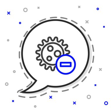 Beyaz arkaplanda çizgi negatif virüs simgesi izole edildi. Corona virüsü 2019-nCoV. Bakteri ve mikroplar, hücre kanseri, mikrop, mantar. Renkli taslak konsepti. Vektör İllüstrasyonu.