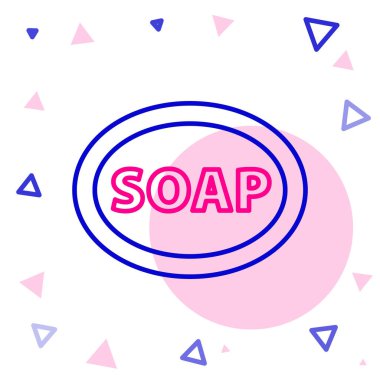 Beyaz arkaplanda izole edilmiş sabun çubuğu simgesi. Köpüklü sabun çubuğu. Renkli taslak konsepti. Vektör İllüstrasyonu.