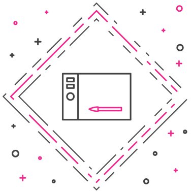 Beyaz arkaplanda izole edilmiş çizgi grafik tableti simgesi. Renkli taslak konsepti. Vektör İllüstrasyonu.